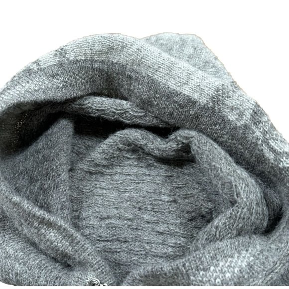 Vintage Fair Isle Nordic Winter Gray Hooded Cardigan Wool Men's M or L (approx) - Picture 6 of 6